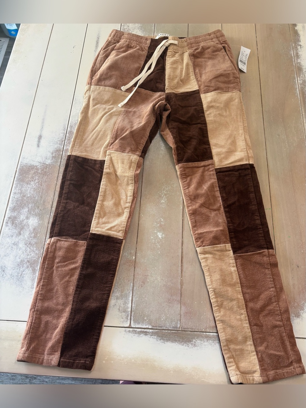 PacSun Men's Patchwork Corduroy Pants in Brown and Tan